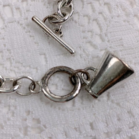 Silver Choker Link necklace Cheerleading Megaphone charm 16” - Picture 10 of 11